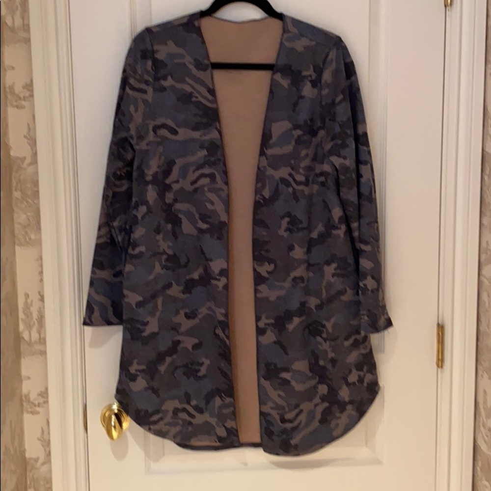 Camouflage knee length sweater